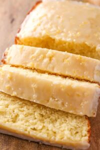 three slices of lemon loaf